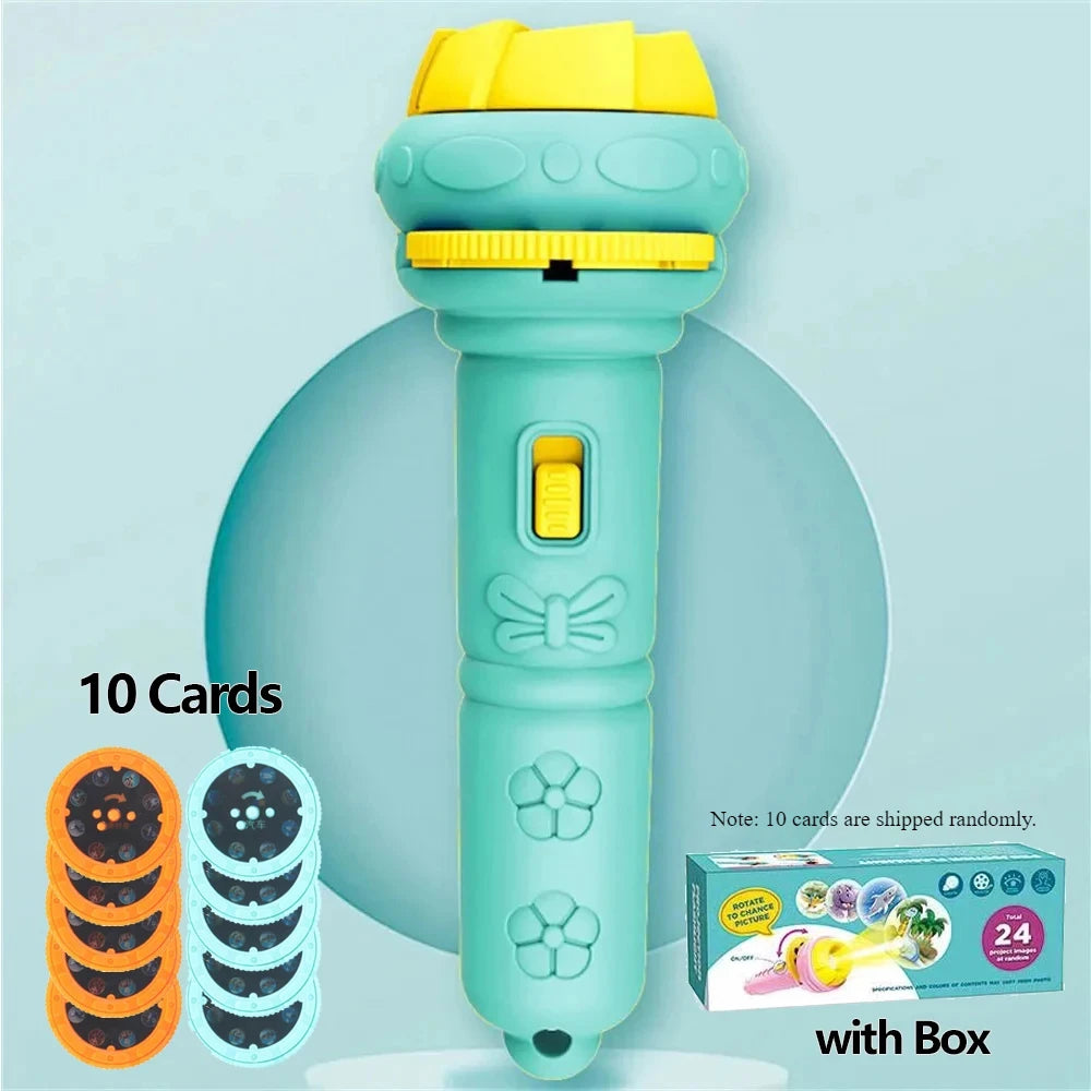 10 Cards Cartoon Projection Flashlight