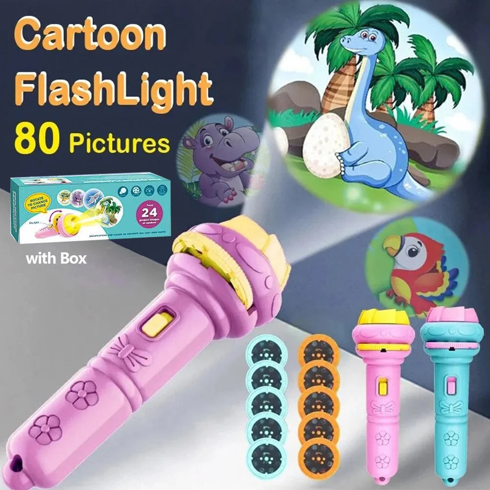 10 Cards Cartoon Projection Flashlight 80 Patterns