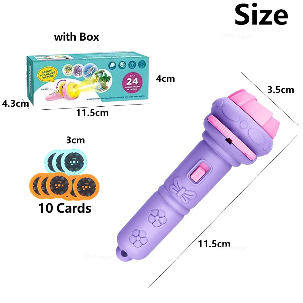 10 Cards Cartoon Projection Flashlight 80 Patterns